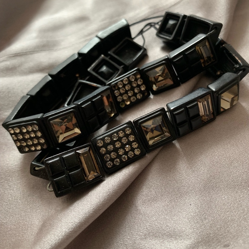 Black Matte Metal and Graphite Crystal Bracelet